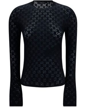 Gucci Gg Dévoré Cotton T-Shirt - Blue