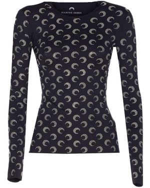 Marine Serre Strass Moon Logo Top - Blue