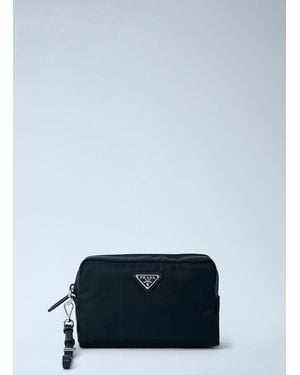 Prada Compact Nylon Pouch With Logo Detail - Blue
