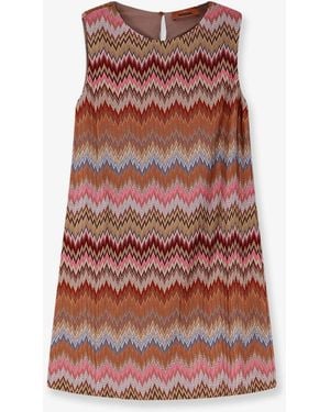 Missoni Short Viscose Dress With Chevron Pattern - Red