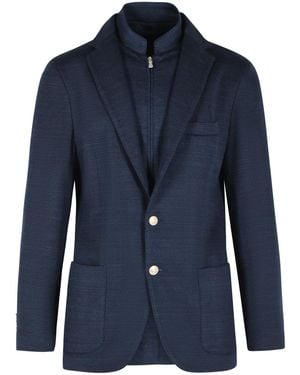 Eleventy Dark Cotton Blend Blazer - Blue