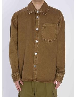 Ami Paris Cotton Overshirt - Brown