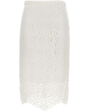 Burberry Lace Midi Skirt - White