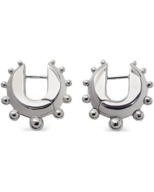 Phoebe Philo Beaded Hoop Small Earrings - White