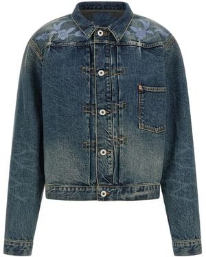 KENZO Floral Embroidery Denim Jacket - Blue