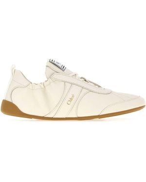 Chloé Ivory Leather Kick Sneakers - White