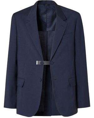 Fendi Wool Canvas Single-Breasted Blazer - Blue