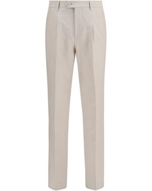 Brunello Cucinelli Cotton And Linen Tailored Pants - Gray