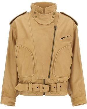 Isabel Marant 'Farza' Leather Jacket - Natural