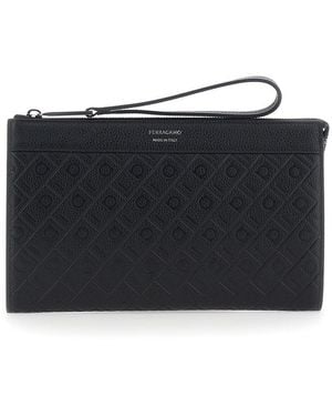 Ferragamo Gancio Embossed - Black