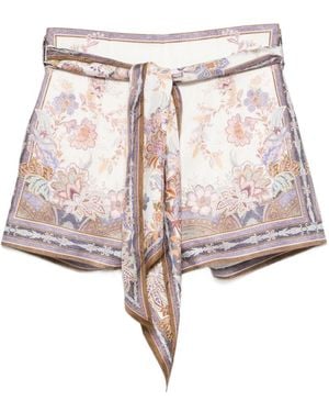 Zimmermann Luna Linen Shorts - Pink