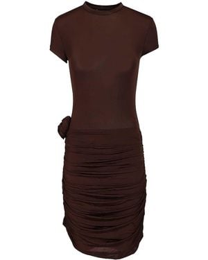 ROTATE BIRGER CHRISTENSEN Dark Draped Mini Dress - Brown