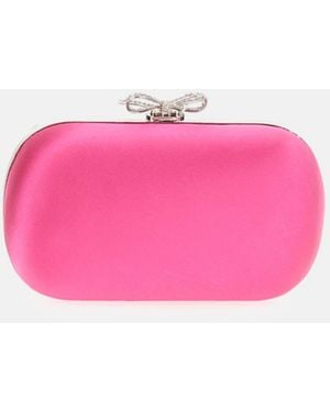 Self-Portrait Satin Clutch Bag - Pink