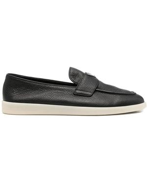 Prada Grained Leather Loafers - Black