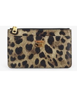 Dolce & Gabbana Dolce & Gabbana Hammered Leather Card Holder With Animal Print - Gray