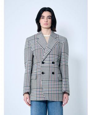 Bottega Veneta Structured Check-Cotton Blazer - Blue