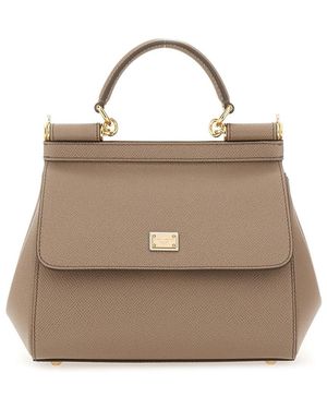 ★25SS DOLCE & GABBANA TOP HANDLE ベージュ ハンドバッグ★ ベージュのウィメンズ シシリー ハンドバッグ ミディアム