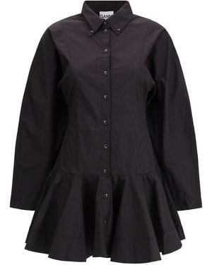 Ganni Short Chemisier Dress - Black