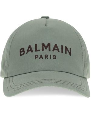 Balmain Gray Cotton Cap (baseball Hat) - Green