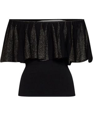 Zimmermann And Metallic Knit Valiant Frill Top - Black