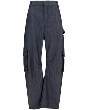Balenciaga Cargo Pants Denim Print - Blue