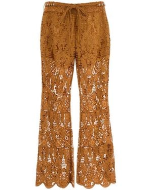 Zimmermann Orange Lace Coco Pant - Brown
