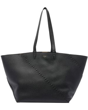 Fendi Large Diagonal Selleria Shopping Bag - Black