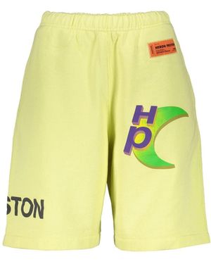 Heron Preston Casual Cotton Shorts With Graphic Logo Detail - Yellow