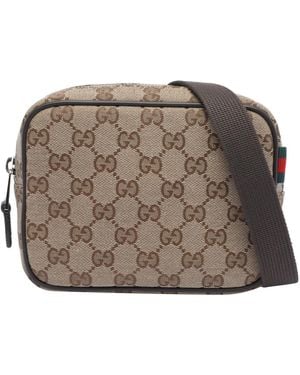 Gucci Gg Logo Crossbody Bag - Brown