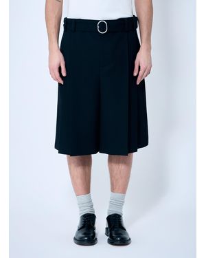 Jil Sander Belted Pleated Shorts - Blue
