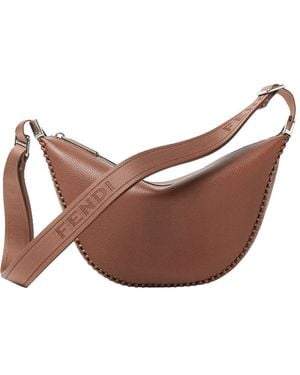 Fendi 'Melon Small' Crossbody Bag With Logo Strap And Metallic Ffs On The Sides - Brown
