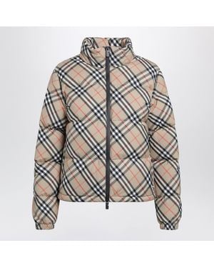 Burberry Sand Check Ambleside Down Jacket - Gray