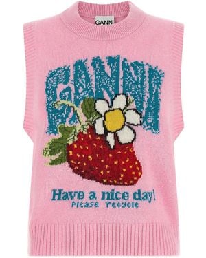 Ganni 'strawberry' Vest - Pink