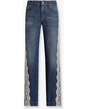 Dolce & Gabbana Denim Jeans With Lace Profiles - Blue