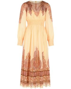 Zimmermann 'Ascent Smocked' Midi Dress - Natural