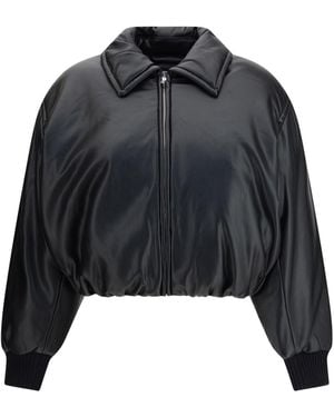 Acne Studios Faux Leather Bomber Jacket - Black