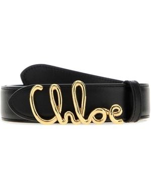 Chloé Leather Iconic Belt - Black