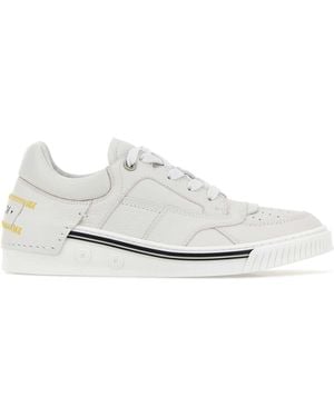 Fendi Ivory Leather Fender Sneakers - White