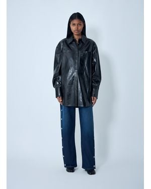Sportmax Leather Overshirt Jacket - Blue