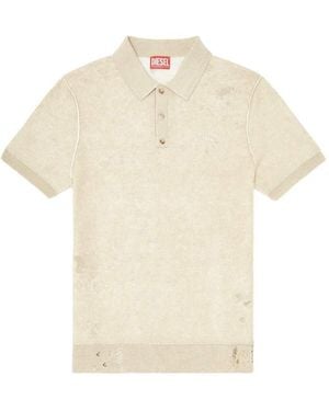 DIESEL K-Danny Polo Shirt With Distressed Effect - Natural