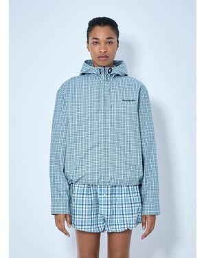 Acne Studios Hooded Check Jacket - Blue