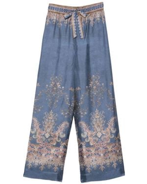 Zimmermann Valiant Printed Silk Pants - Blue
