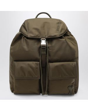 Ami Paris Marcel Truffle-Colored Nylon Backpack - Green