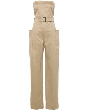 Saint Laurent Cotton Gabardine Jumpsuit - Natural