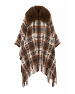 Moncler Check Cape - Brown