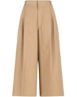 Celine Wool Blend Cropped Pants - Natural