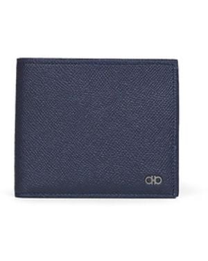 Ferragamo Dark Hammered Calfskin Gancini Wallet<Br - White