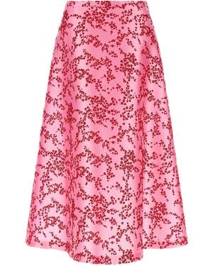 Alberta Ferretti 'Mikado Floreale' Skirt - Red