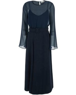 P.A.R.O.S.H. Dress With Adjustable Waist Belt - Blue