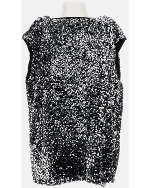 Junya Watanabe Oversized Top With Round Sequins. Boat Neckline, Sleeveless, And Straight Hem - Black